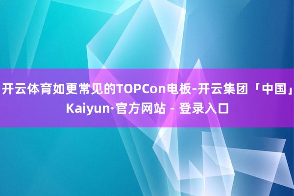 开云体育如更常见的TOPCon电板-开云集团「中国」Kaiyun·官方网站 - 登录入口
