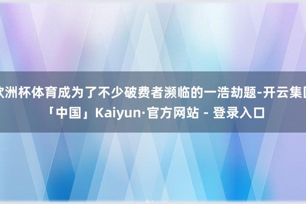 欧洲杯体育成为了不少破费者濒临的一浩劫题-开云集团「中国」Kaiyun·官方网站 - 登录入口